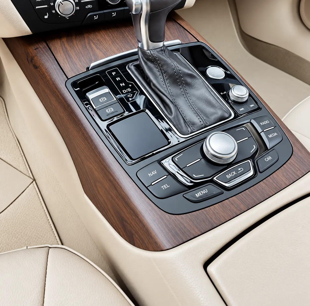 Audi A6 orta konsol ahşap trim kaplama uygulaması