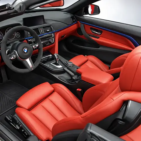BMW F33 4 Serisi Cabrio kırmızı Alman Dakota deri ve Alcantara iç tasarım