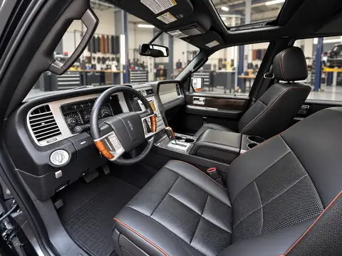 Lincoln Navigator siyah hakiki deri koltuk ve hakiki deri direksiyon uygulaması