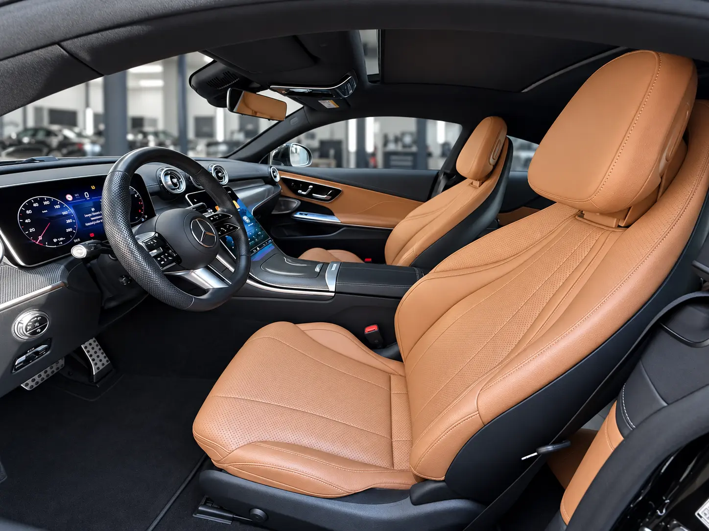 Mercedes CLE 300 AMG taba deri ön koltuk tasarım referansı