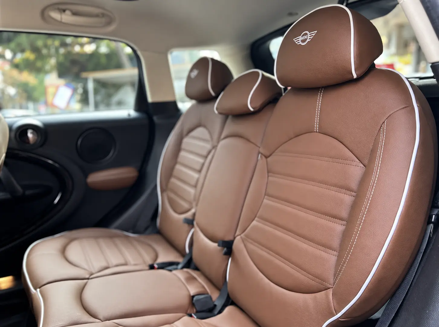 MINI Countryman beyaz fitilli cognac suni deri arka kabin